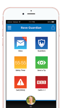 iphone with Rave Guardian App