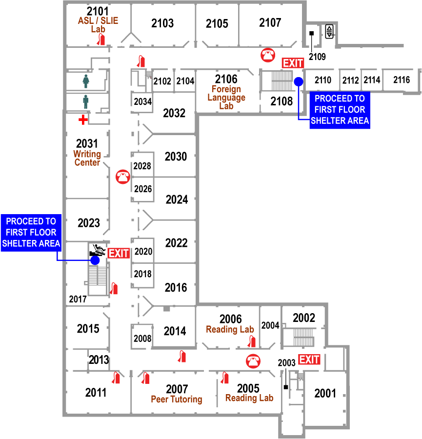 Curtice-Mott Complex Second Floor West Floor Plan Map
