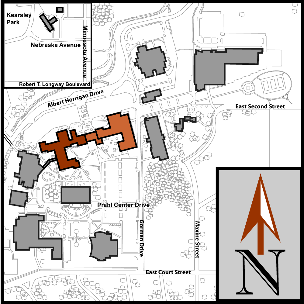 Main Campus Flint Aerial Map with Curtice-Mott Complex highlighted