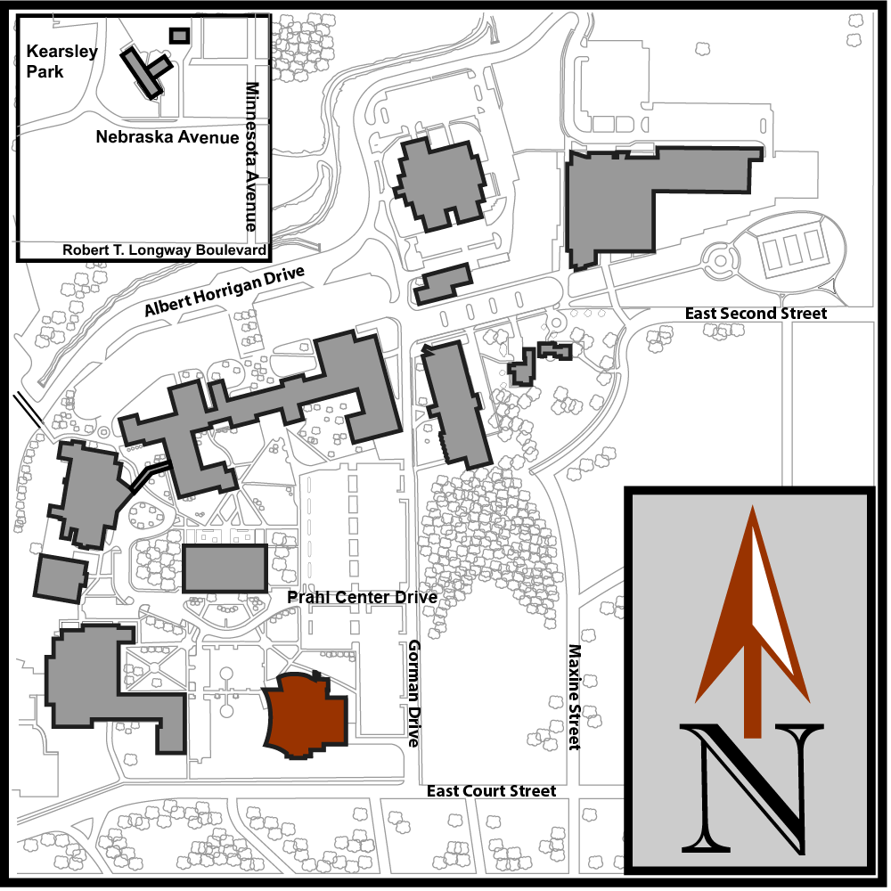 Main Campus Flint Aerial Map with Mott Library highlighted
