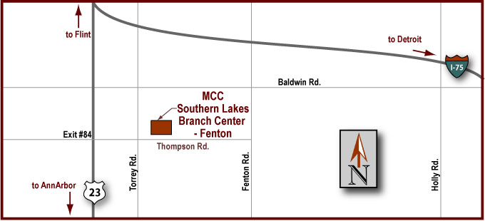 Driving Map with Southern Lakes Branch Center highlighted